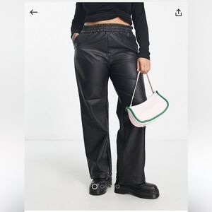 Plus size straight leg faux leather pants